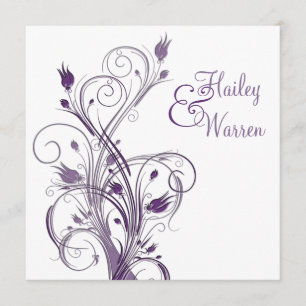 Einladung zur Hochzeit von Lila und weißen Blumen