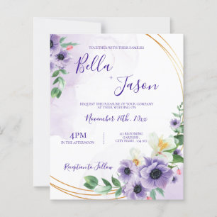 Einladung zur Hochzeit von lila weißem Blütengold