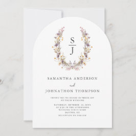Einladung zur Hochzeit von lila Wildblumen
