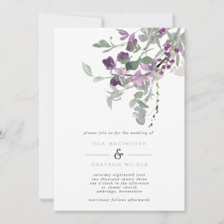 Einladung zur Hochzeit von Lilac und Lila Blumen