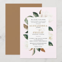 Einladung zur Hochzeit von Magnolien| Rosa Rosa