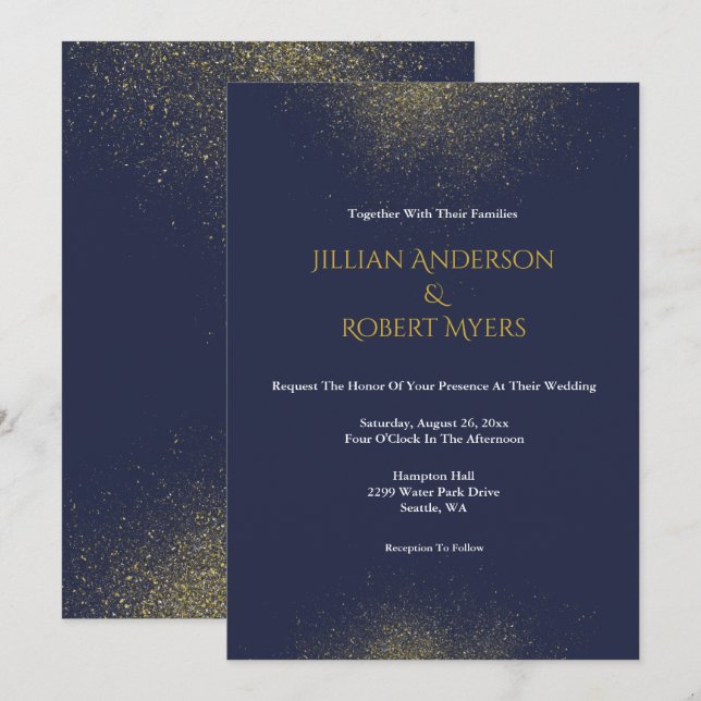 Einladung zur Hochzeit von Marine und Gold Stardus (Vorne/Hinten)