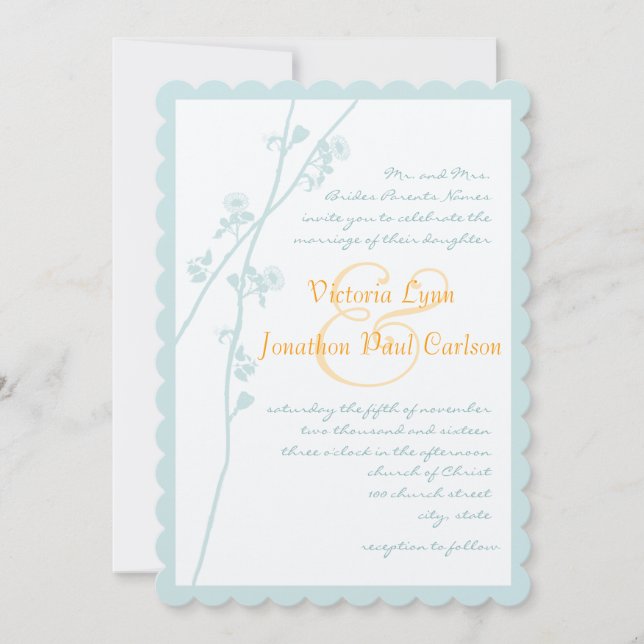 Einladung zur Hochzeit von Minze und Korallen in d (Vorderseite)