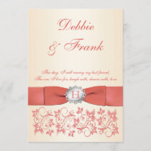 Einladung zur Hochzeit von Monogram Coral Champagn