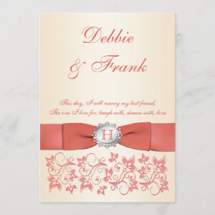 Einladung zur Hochzeit von Monogram Coral Champagn