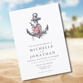Einladung zur Hochzeit von Nautic Floral Anchor