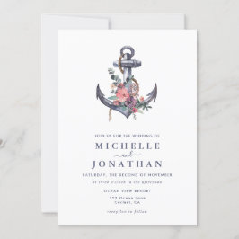Einladung zur Hochzeit von Nautic Floral Anchor