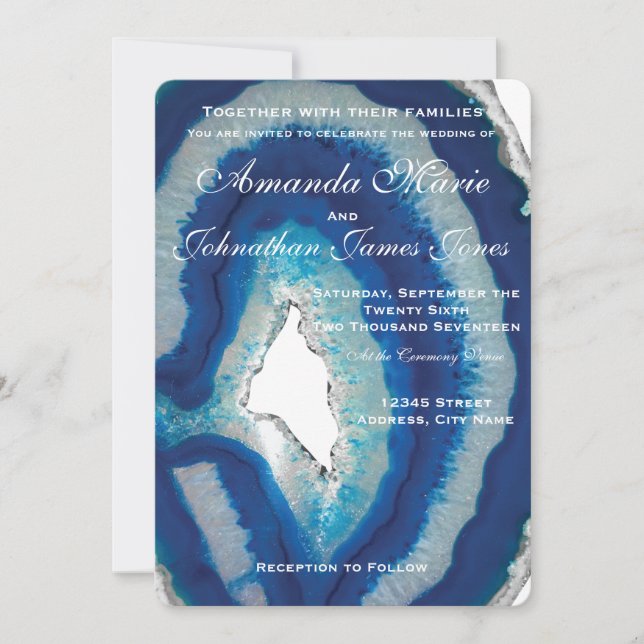 Einladung zur Hochzeit von Navy Blue | Elegant Aga (Vorderseite)