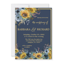 Einladung zur Hochzeit von Navy Blue Sunflower