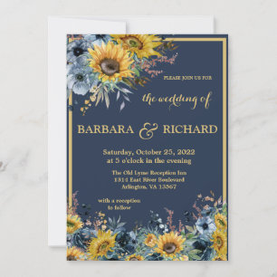 Einladung zur Hochzeit von Navy Blue Sunflower
