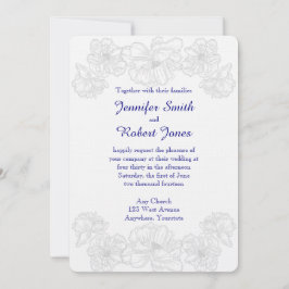 Einladung zur Hochzeit von Navy Blue und White Flo