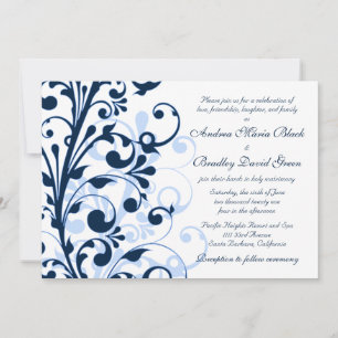 Einladung zur Hochzeit von Navy Blue und White Flo