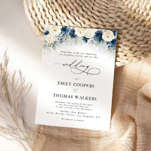 Einladung zur Hochzeit von Navy Blue und White Ros