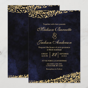 Einladung zur Hochzeit von Navy Blue Watercolor &