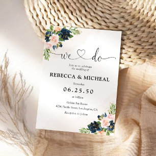 Einladung zur Hochzeit von Navy & Blush Pink