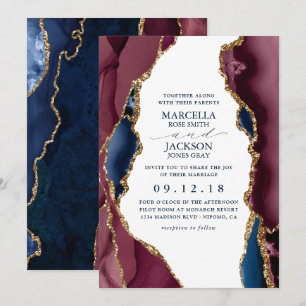Einladung zur Hochzeit von Navy, Burgund & Gold Ag