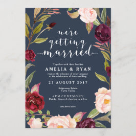 Einladung zur Hochzeit von Navy Floral Burgundy Le
