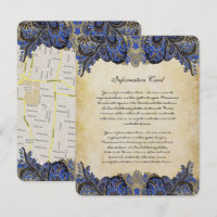 Einladung zur Hochzeit von Navy & Gold Paisly Peac