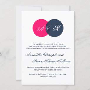 Einladung zur Hochzeit von Navy & Hot Pink Twin Mo