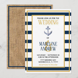 Einladung zur Hochzeit von Navy Nautical Stripes A