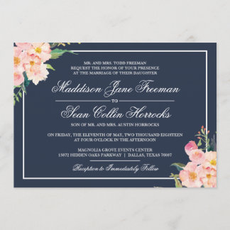 Einladung zur Hochzeit von Navy und Blush
