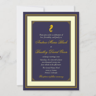 Einladung zur Hochzeit von Navy und Gold Seepferd