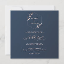 Einladung zur Hochzeit von Navy und Pink Foliage S