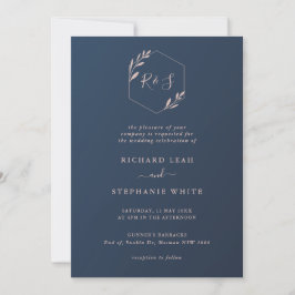 Einladung zur Hochzeit von Navy und Pink Geometric