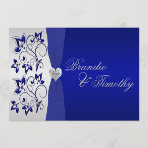 Einladung zur Hochzeit von Navy und Silver Floral