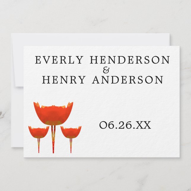 Einladung zur Hochzeit von Orange & Gray Poppy But (Vorderseite)