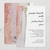Einladung zur Hochzeit von Peach und Gold Watercol
