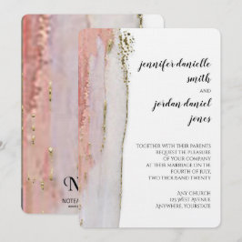 Einladung zur Hochzeit von Peach und Gold Watercol