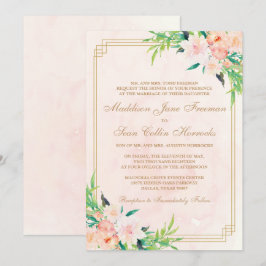 Einladung zur Hochzeit von Peach Watercolor und Fl