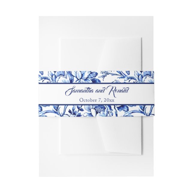 Einladung zur Hochzeit von personalisiertem Blauer Einladungsbanderole (Vorderseite Beispiel)
