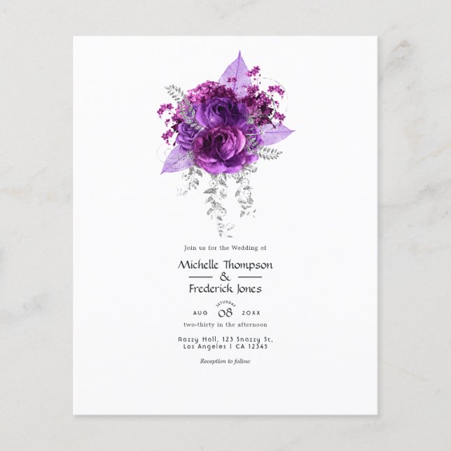 Einladung zur Hochzeit von Pflaumen und Wasserfarb Flyer (Vorne)