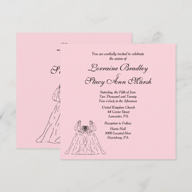 Einladung zur Hochzeit von Pink Lesbian (Vorne/Hinten)