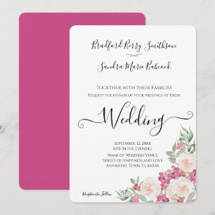 Einladung zur Hochzeit von Pink und Sage Green Flo