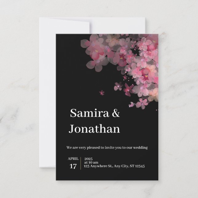 Einladung zur Hochzeit von Pink Watercolor (Vorderseite)