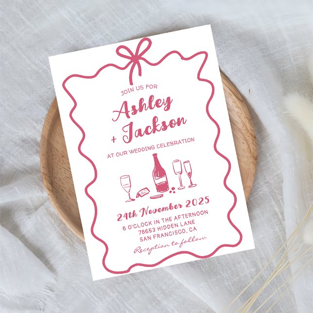 Einladung zur Hochzeit von Pink Whimsical Hand Dra (Von Creator hochgeladen)