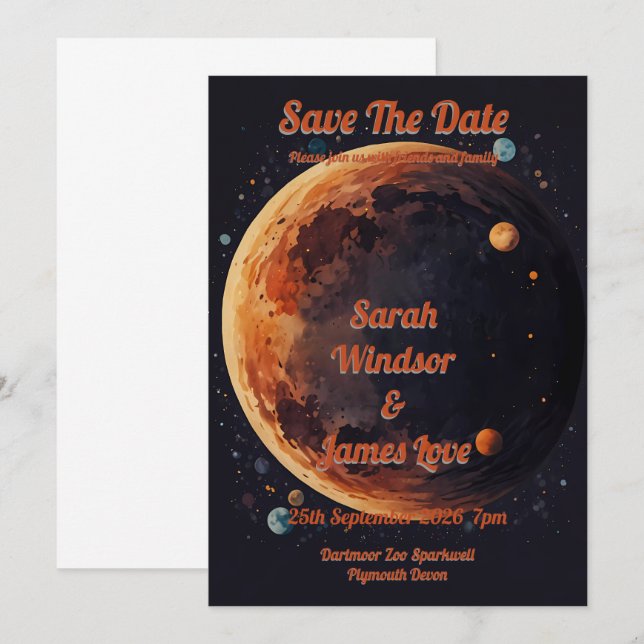 Einladung zur Hochzeit von Planeten (Vorne/Hinten)