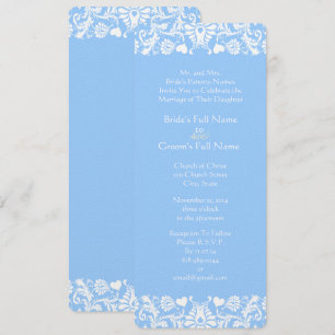 Einladung zur Hochzeit von Pulver Blue Damask