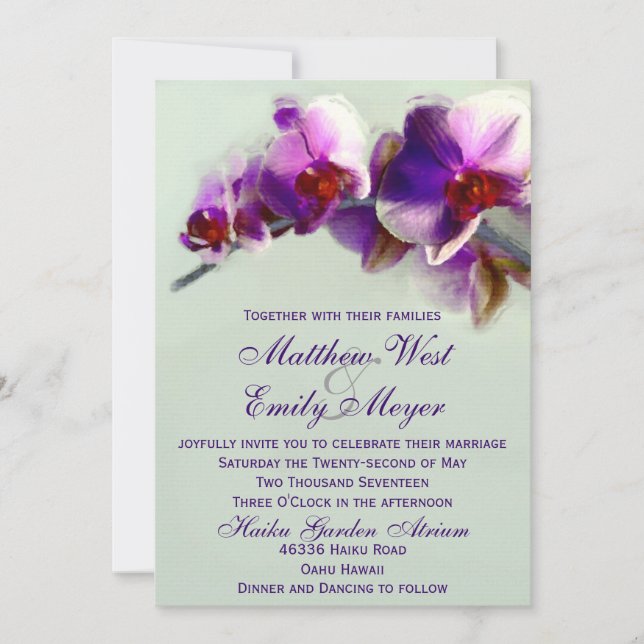 Einladung zur Hochzeit von Radiant Orchid (Vorderseite)