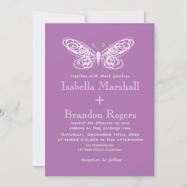 Einladung zur Hochzeit von Radiant Orchid Butterfl (Vorderseite)