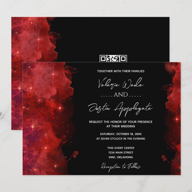 Einladung zur Hochzeit von Red Abstrakt Ink (Vorne/Hinten)