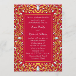 Einladung zur Hochzeit von Red and Gold Indian Hin
