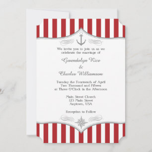 Einladung zur Hochzeit von Red White Gray Nautical