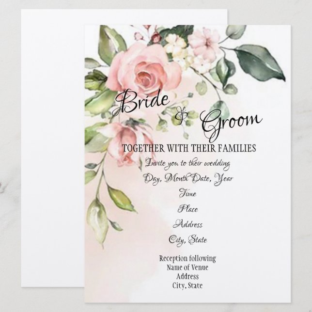 Einladung zur Hochzeit von "Rose Bush" (Vorne/Hinten)