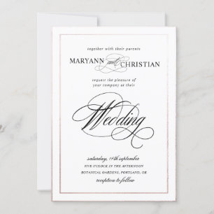 Einladung zur Hochzeit von Rose mit eleganter Kall