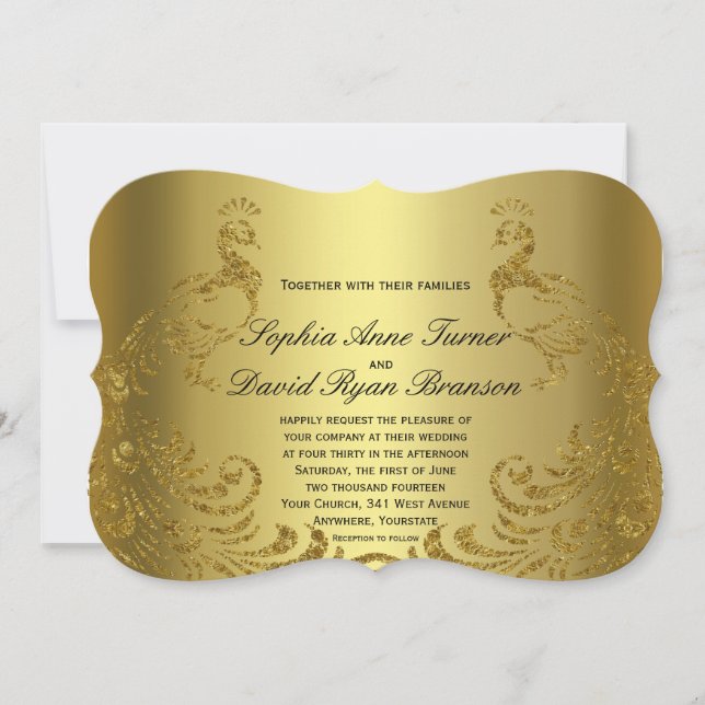 Einladung zur Hochzeit von Royal Gold Abstrakt Pea (Vorderseite)
