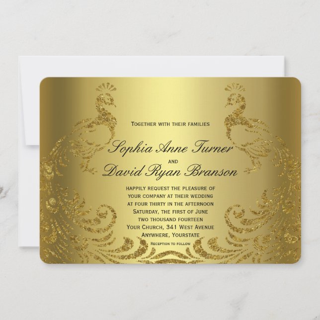 Einladung zur Hochzeit von Royal Gold Abstrakt Pea (Vorderseite)